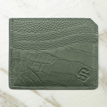 Nilo Crocodile Leather Card Holder With NFC