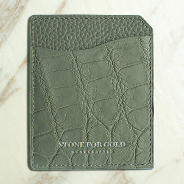 Nilo Crocodile Leather Card Holder With NFC