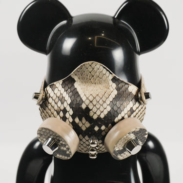 Natural Python Masked Bear Figurine, Face Closeup