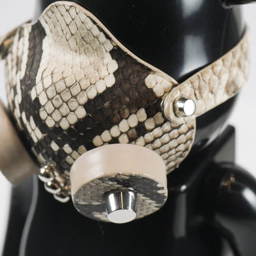 Natural Python Masked Bear Figurine, Face Closeup Side View