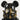 Black Gold Lizard Masked Bear Figurine, Face Closeup